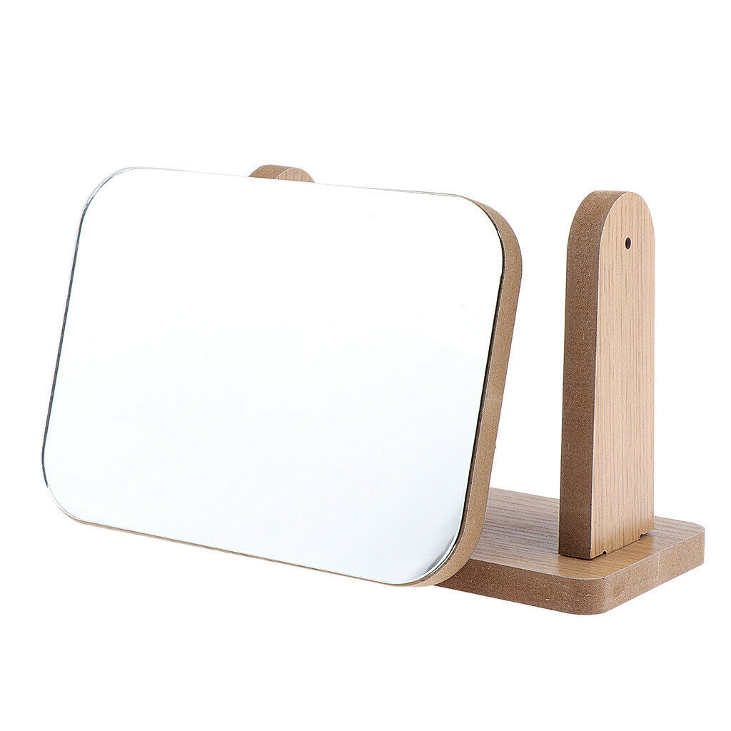 2Pieces 360 Degree Rotates Makeup Beauty Vanity Mirrors w/ Wooden Base Gifts