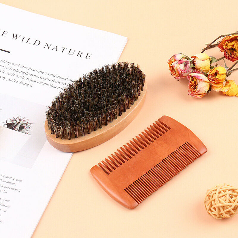 2Pcs/Set Beard Brush Set Double-sided Styling Comb Repair Modeling Cleani.l8