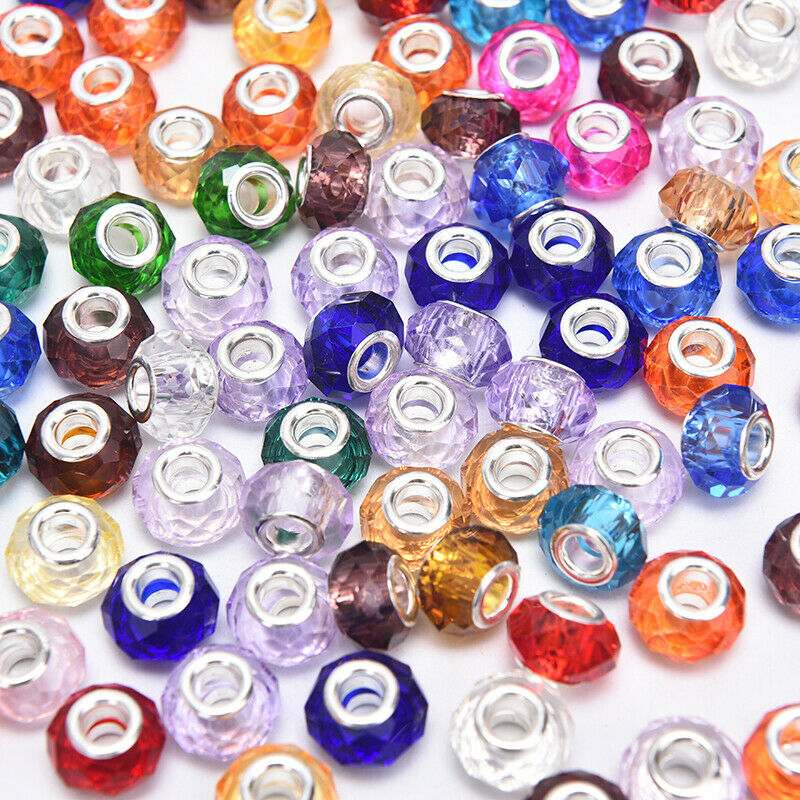 30pcs Murano Glass Charm Spacer Crystal Beads For Bracelets Mixed CharmYU.l8