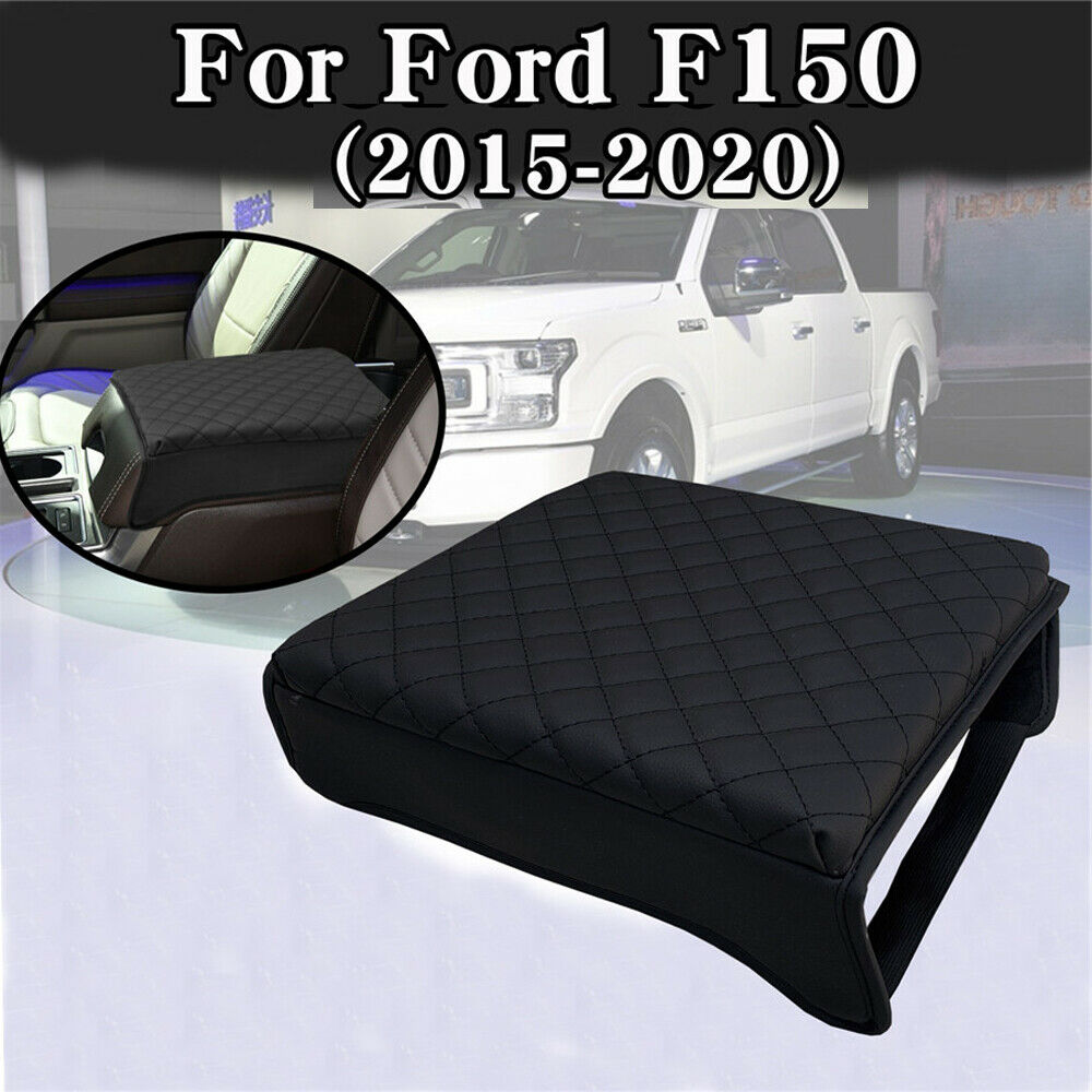 Black Armrest Box Cover Center Console Pad For Ford F150 2015-2020 Waterproof