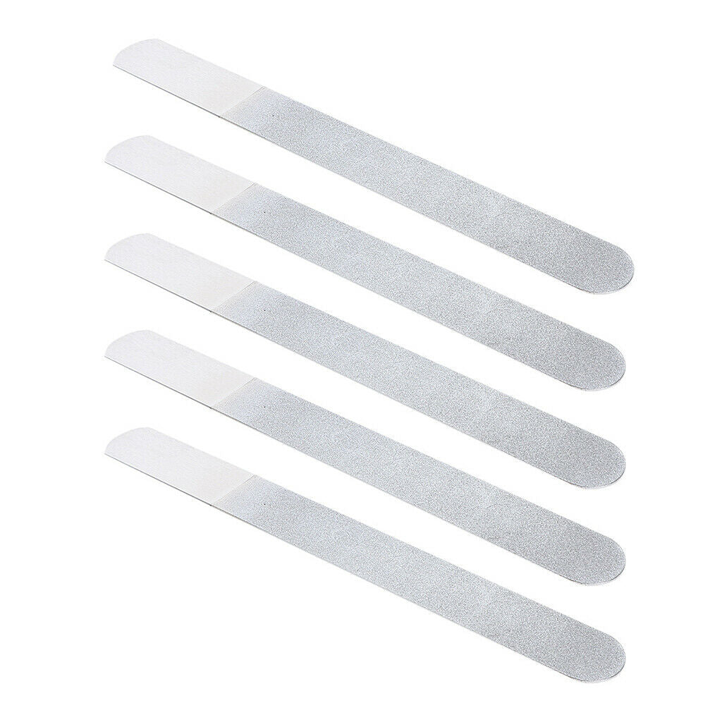 5 Pack Stainless Steel Nail Files with Anti-Slip Handle, Double Sided Manicure