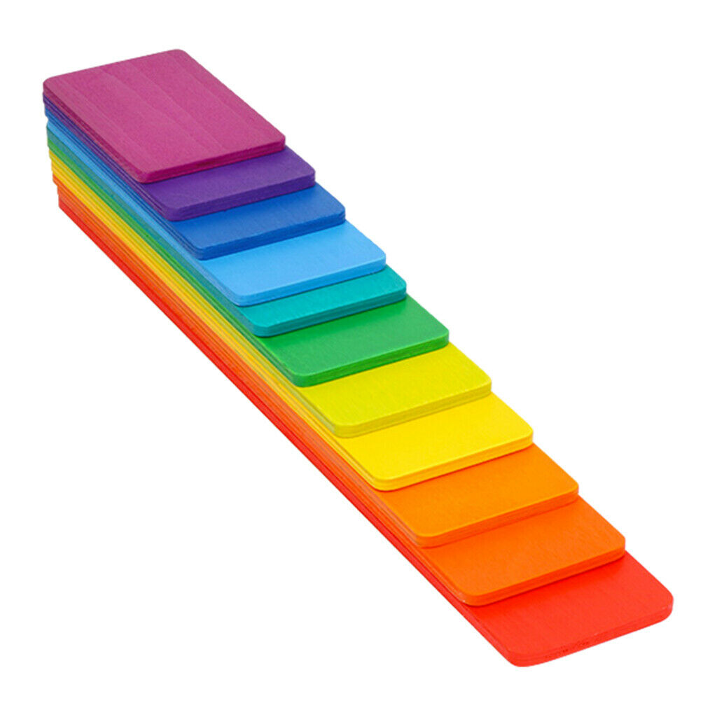 Pack Of 11 Handmade Wooden Rainbow Building Boards Early Learning Toys