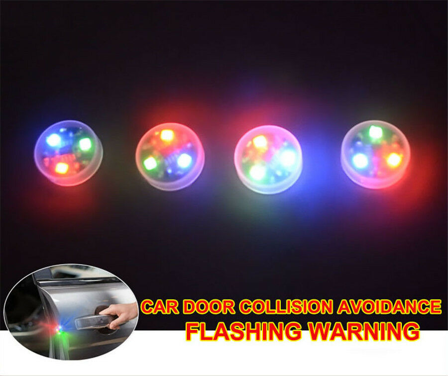 2x Colorful Car LED Door Opened Flash Warning Signal Lights Indicator Crash Lamp