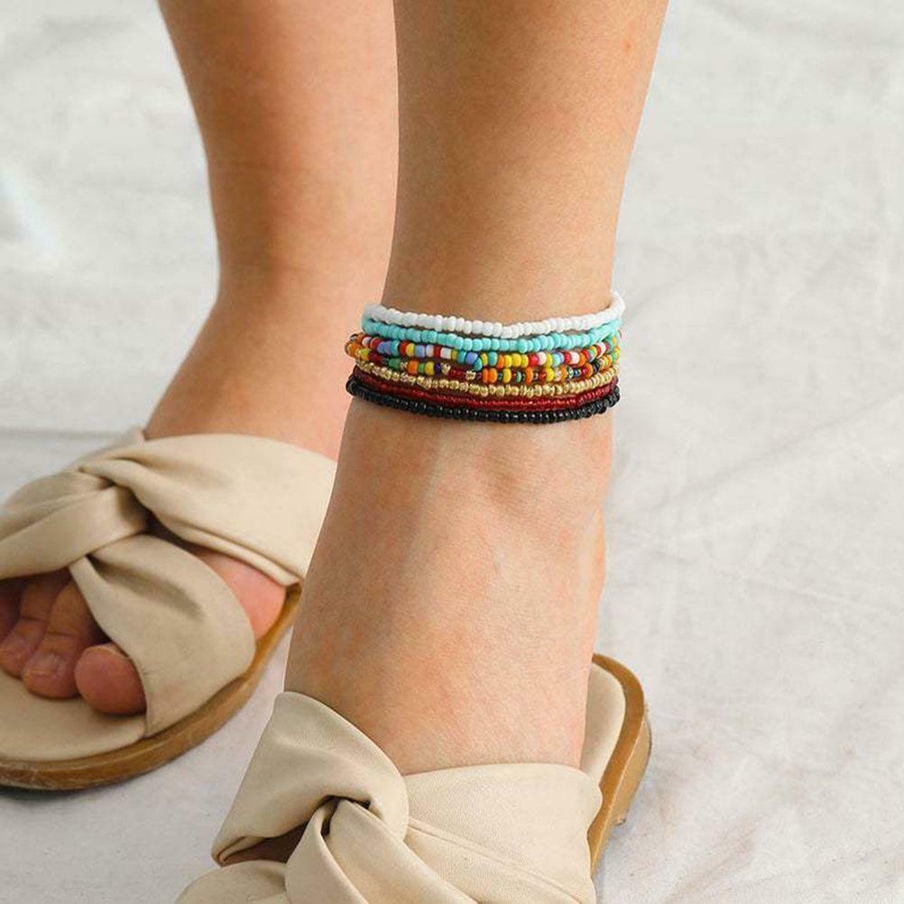 Boho Handmade Beads Multilayered Colorful Women Foot and Hand Chain Jewelry