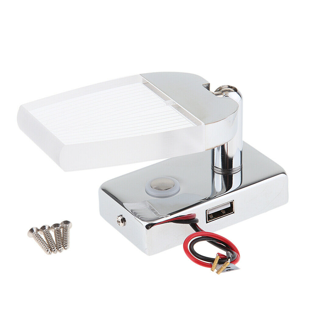 2pcs LED Reading Light Touch Control Dimmable Marine RV USB Port Adjustable