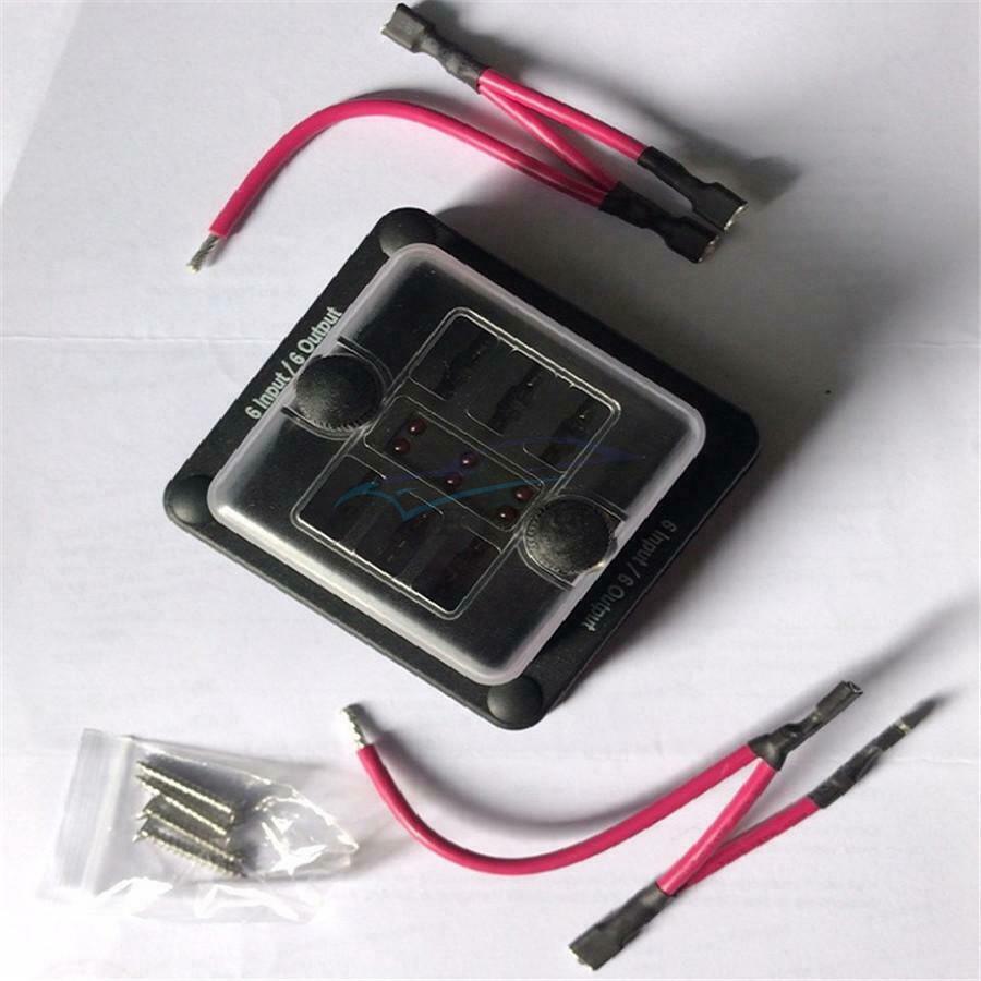 1PCS 6-way Universal Car Ship Circuit Blade Type Fuse Box Holder LED Indicator