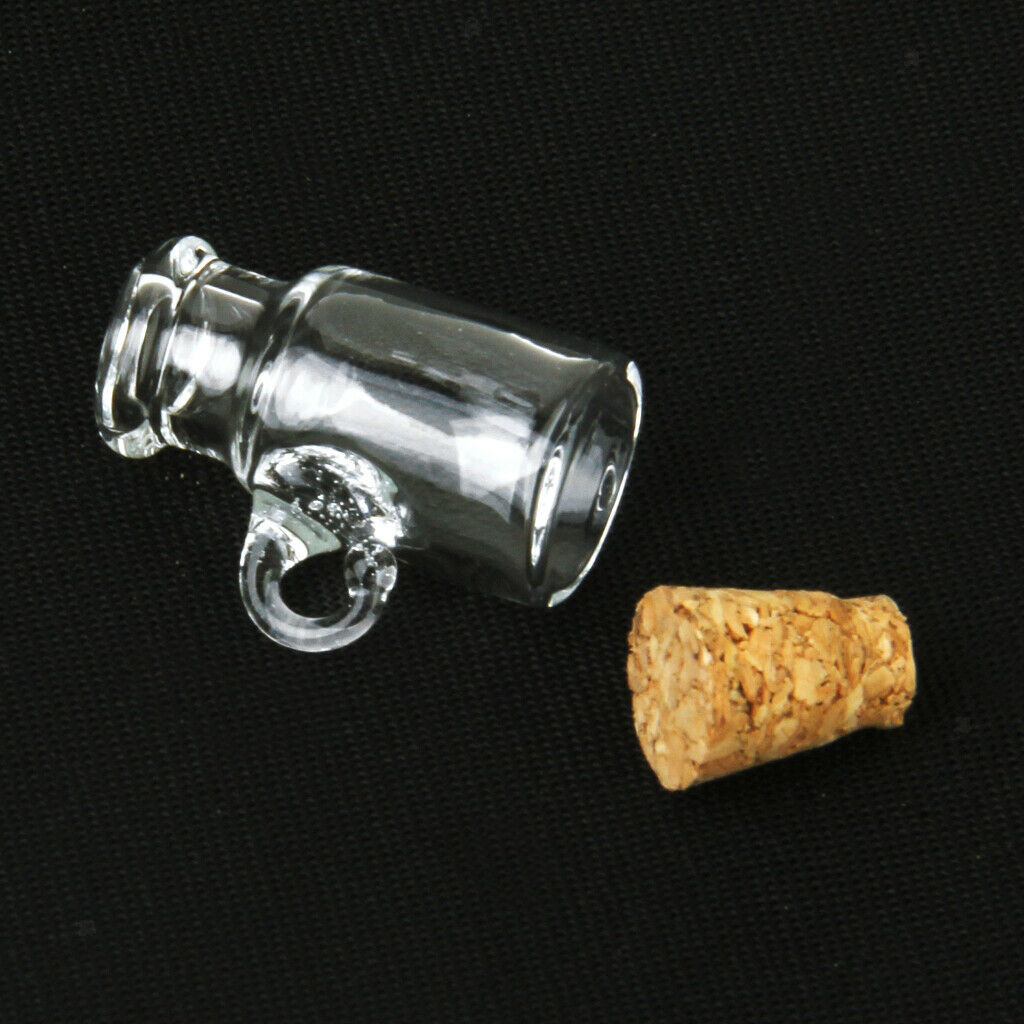 20pcs Mini Fancy Empty Clear Glass Bottle Wishing With Cork Necklace Pendant