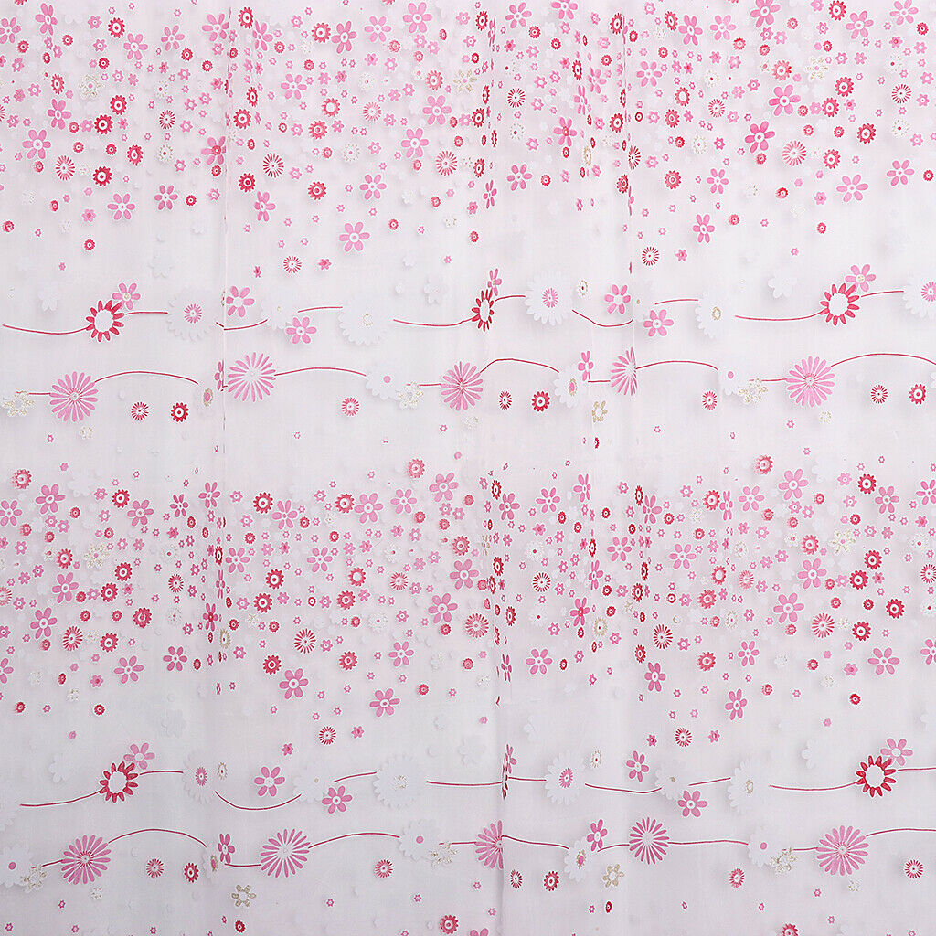 Rod Pocket Rural Floral Print Sheer Window Curtain Voile 150x250cm Pink