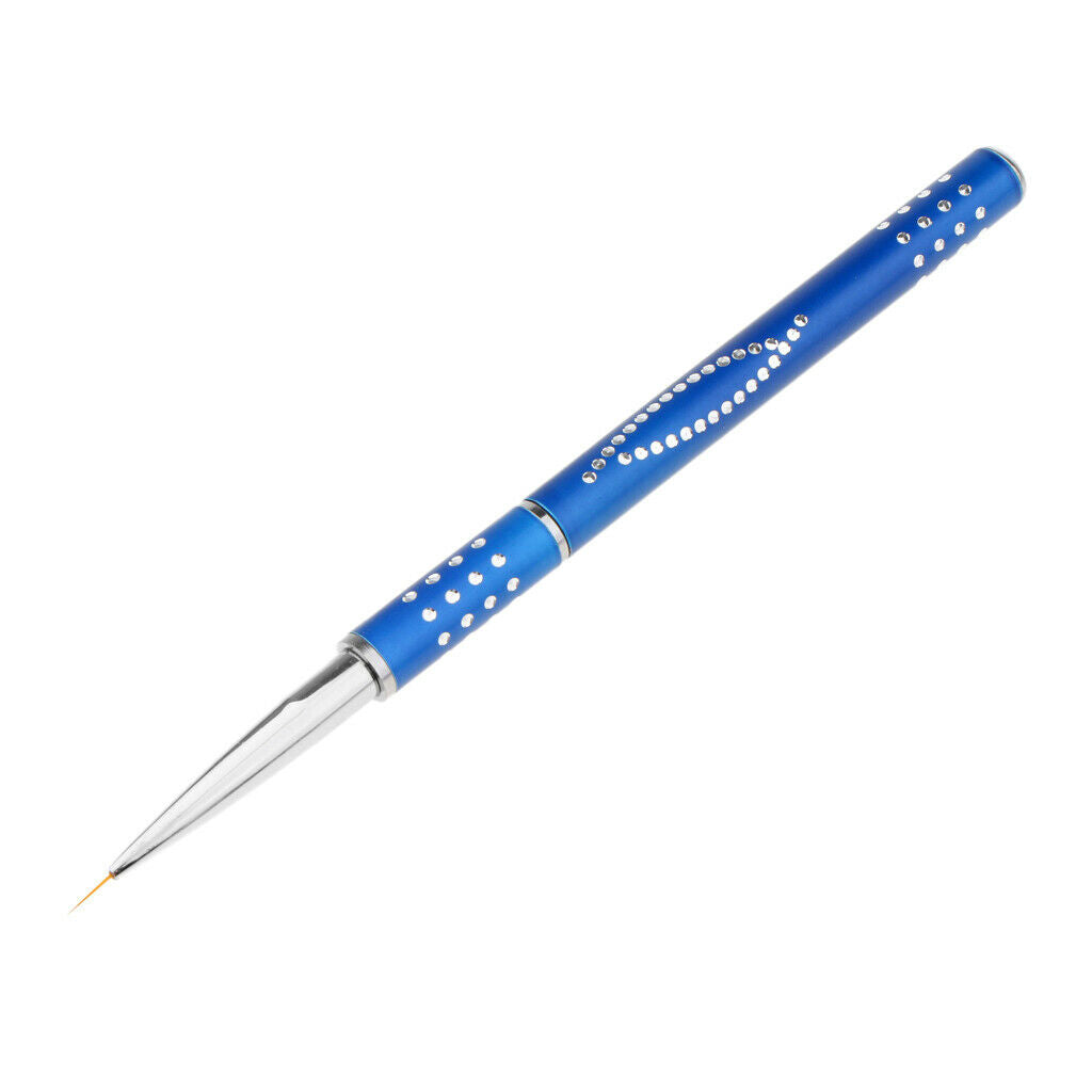 Nail Art Liner Brush Pen Painting Carving Flower Diamond Alloy Handle Blue
