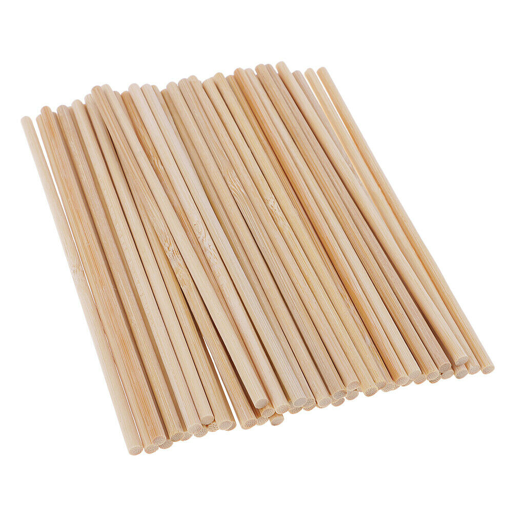 50 Pieces Bamboo Wood Stick Unpainted Wooden Round Stick Dowel Rod 150mm