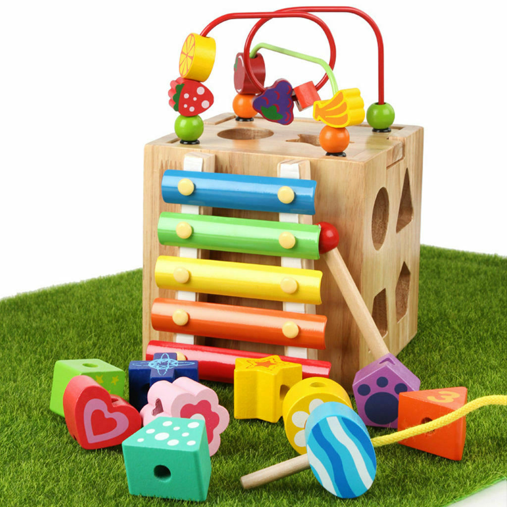 Activity Cubes Busy Board Shape Sorter Preschool for Boys Girls Toddler Gift