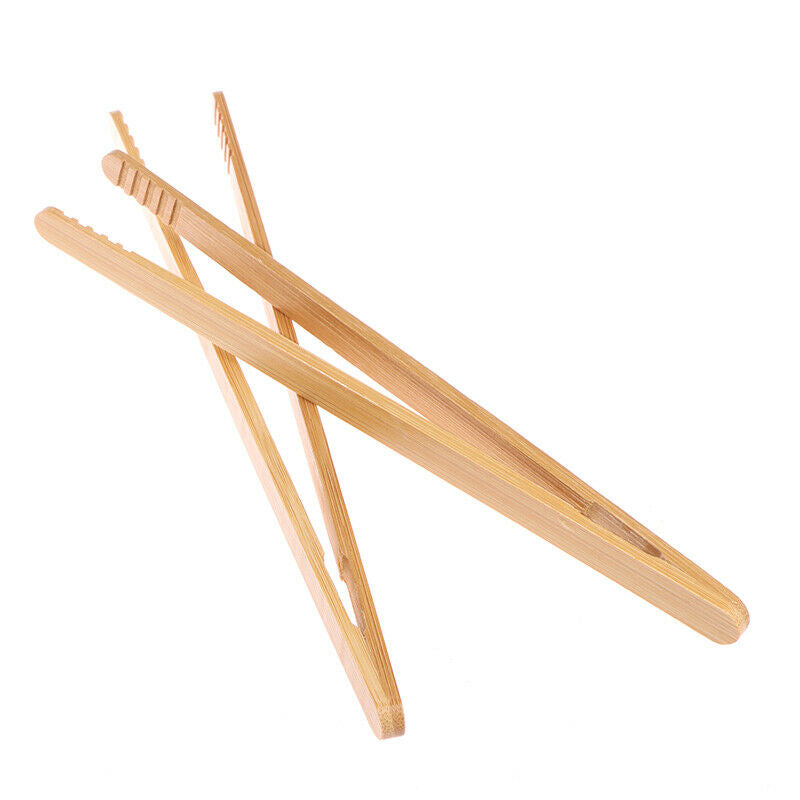 2Pcs Bamboo Tongs Wood Food Toast Salad Tongs Tong Clip for Cooking Bakin.l8