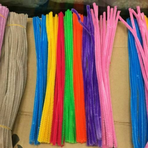 100pcs Multi-colored Plush Chenille Stems Pipe Cleaners Toys Kids Education