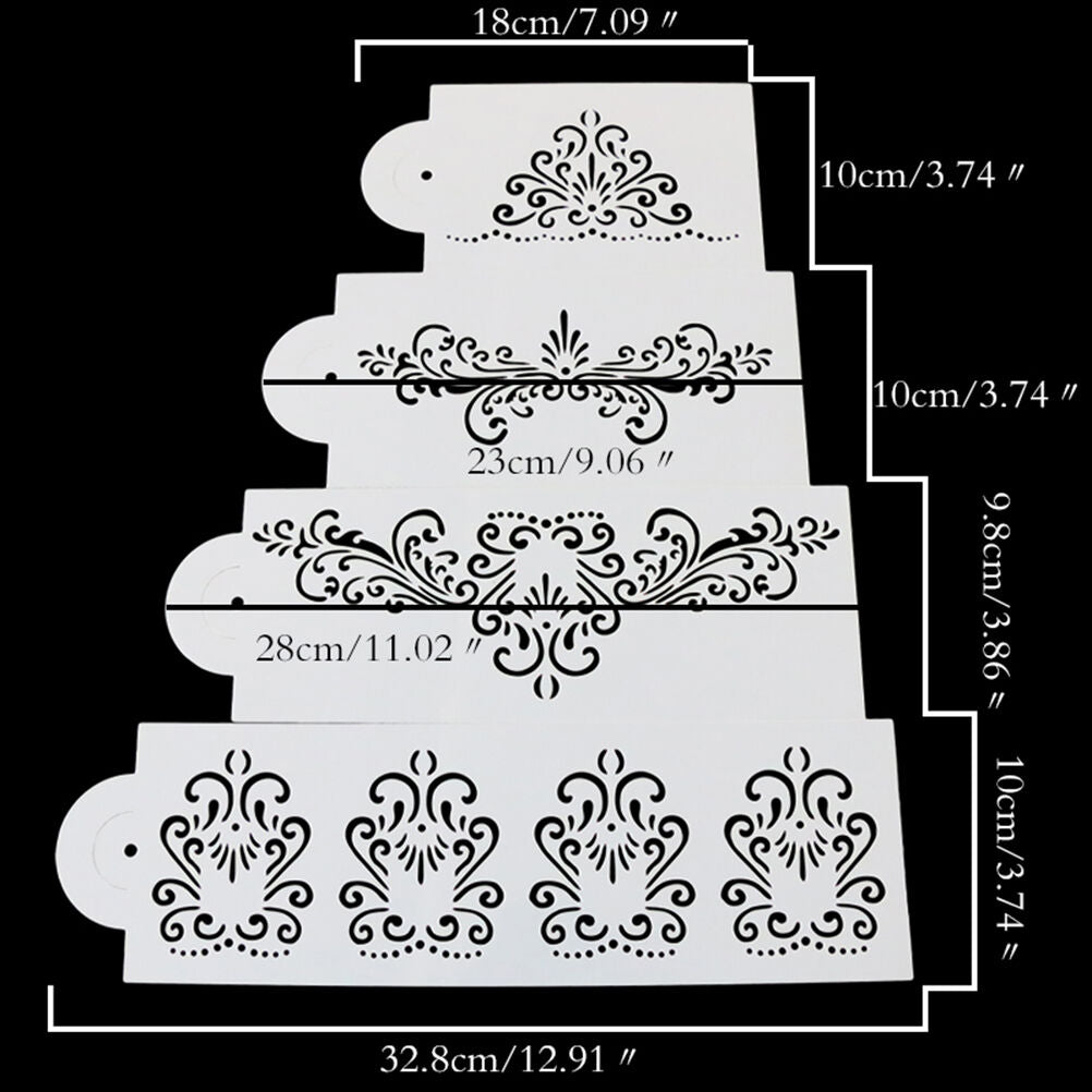 4PCS/Set Stencil Flower Fondant Cake Stencil Cookie Cake Stencil Decor Too.l8