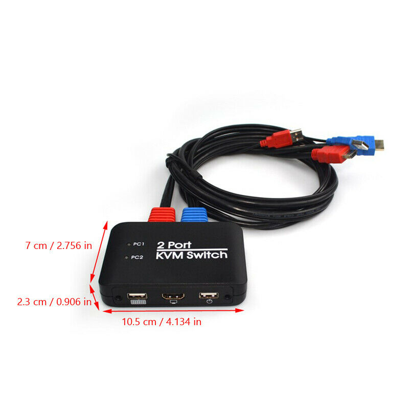 4K Video HDM KVM Switcher 2 Ports Splitter With Cable for Dual Mouse Keyboard CN