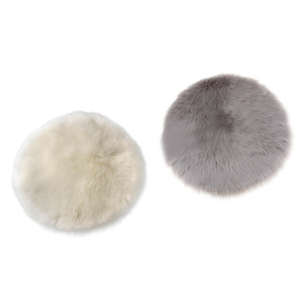 2 Pieces Soft Round Fluffy Rug, Small Area Rugs Faux Wool Carpet Mat For Kids