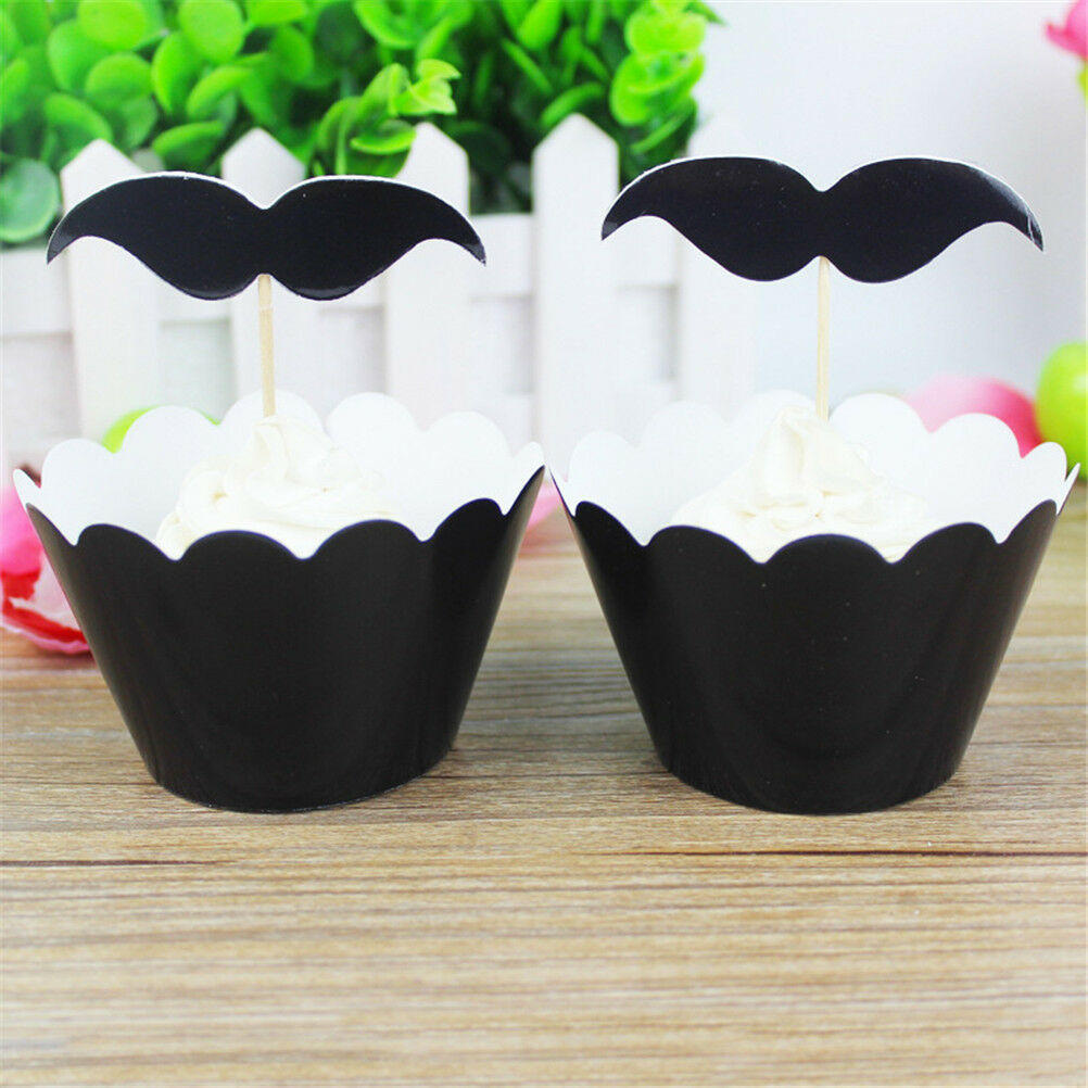 12sets Mustaches Lips Cupcake Wrappers Toppers For Party Birthday Decorati.l8