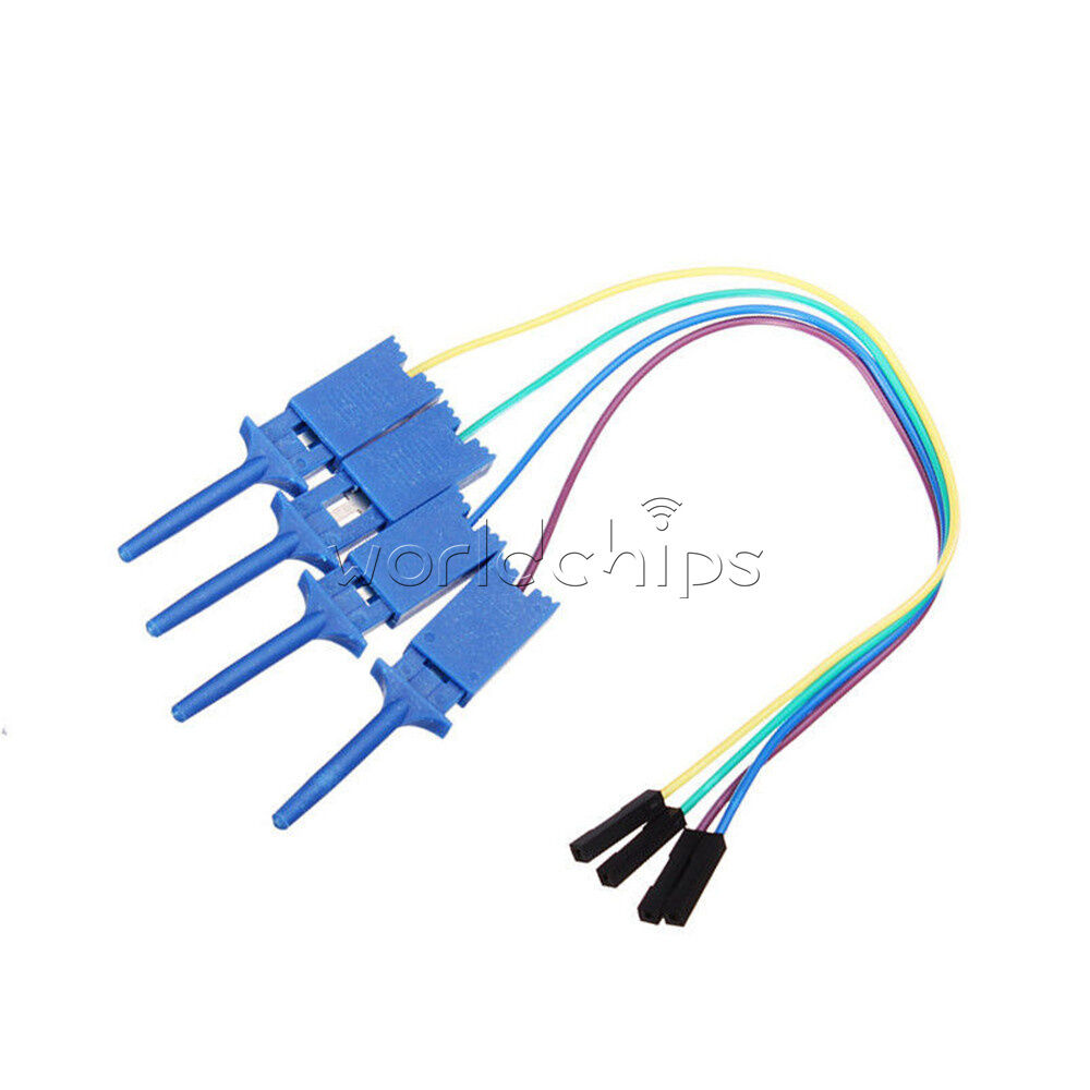 4PCS 1 Pin Hook Clip Clamp Jumper Testing Dupont Cable Wire for Logic Analyzer