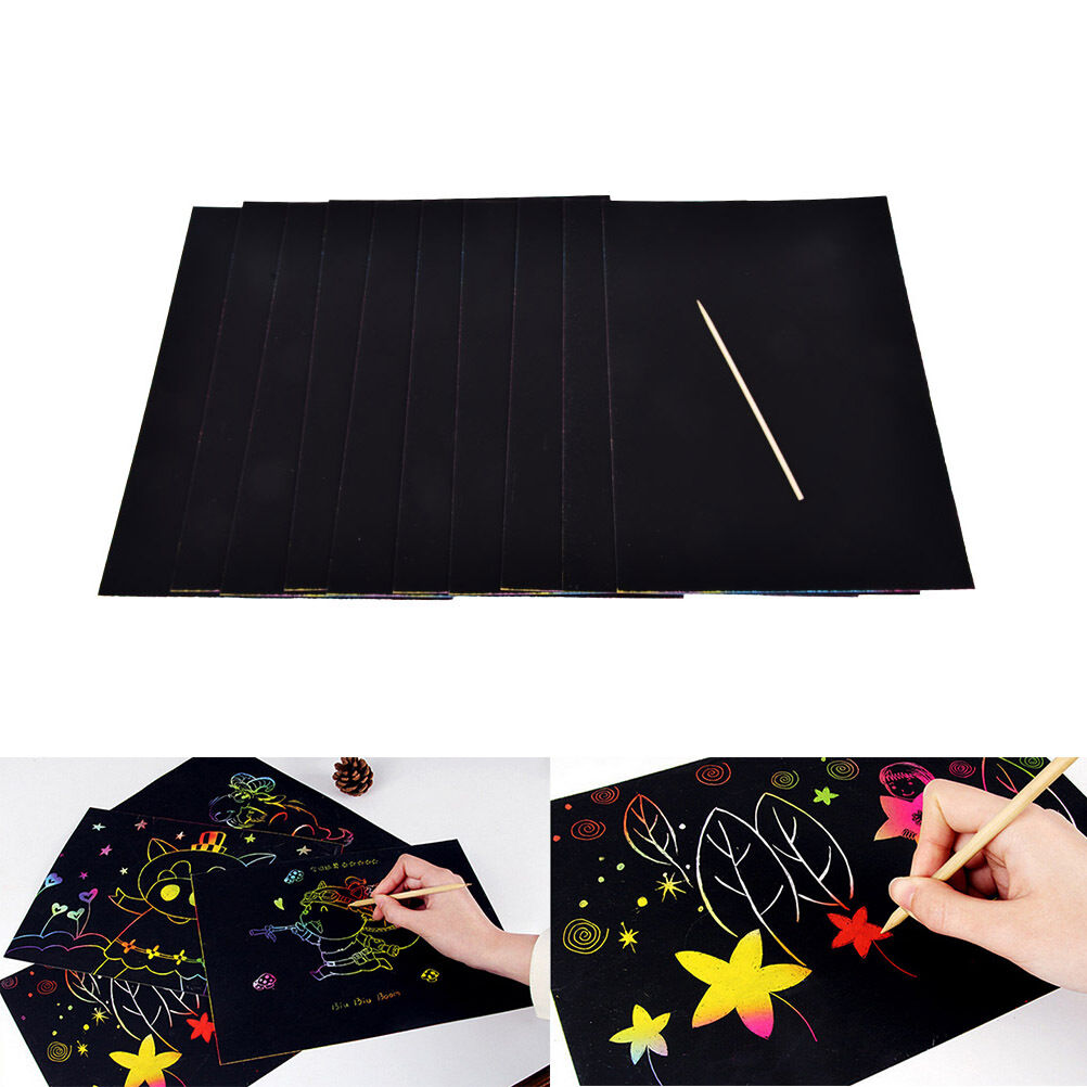 10Sheets Rainbow Colourful Stencil Art Craft Engraving Paper With Pe.l8