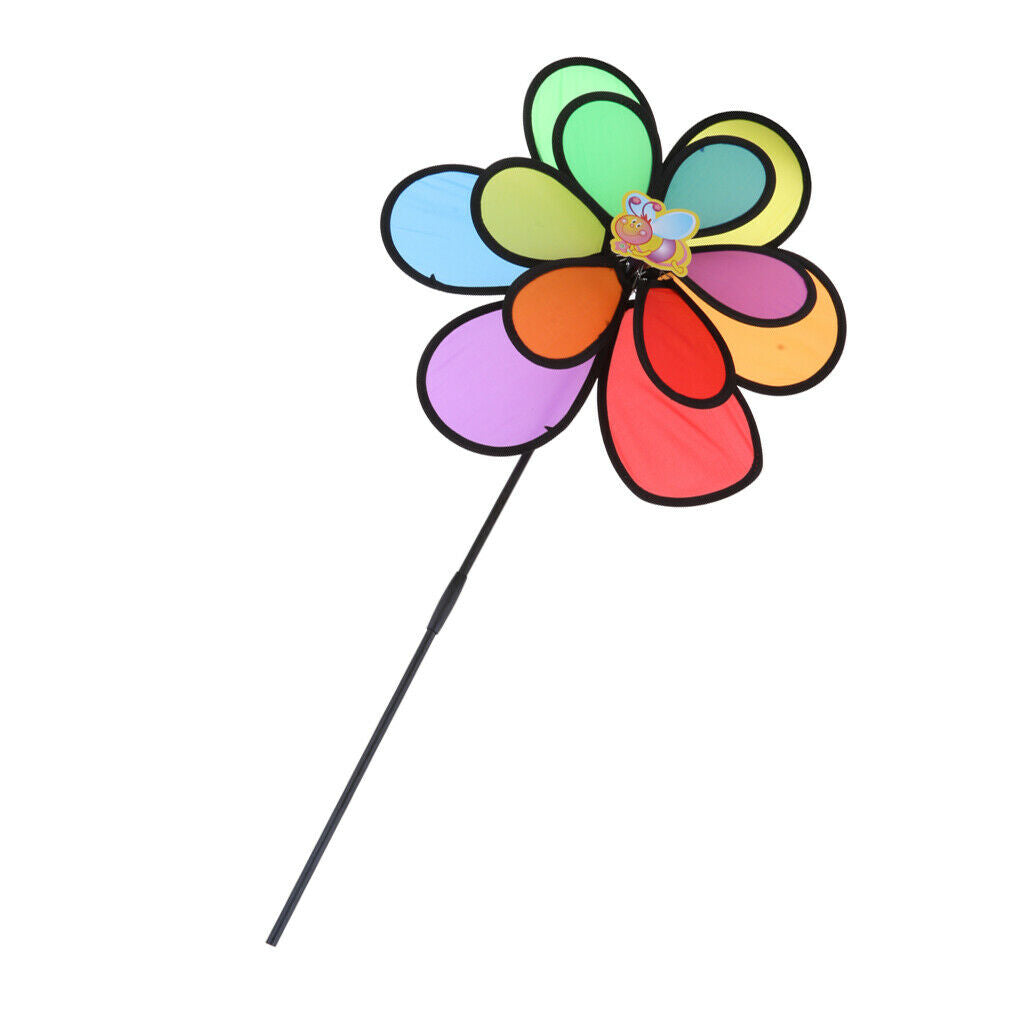 Large Double Pinwheel Flower Windmill Whirligig Home Yard Garden Decor Kids