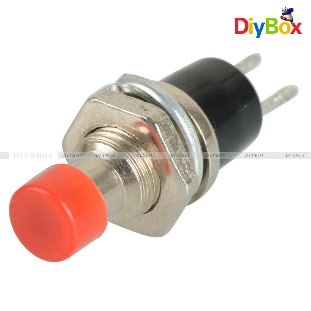 5PCS PBS-110 Red Lockless ON/OFF Push button Switch Press the reset switch D