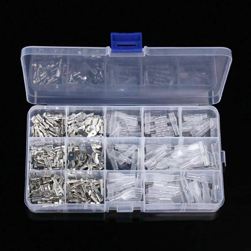 270Pcs Male & Female Spade Connector Wire Crimp Terminal Block 2.8mm 4.8mm 6.3mm