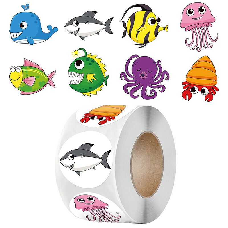 500pcs/roll fish Stickers Scrapbooking Stickers For Package Seal Labe.l8