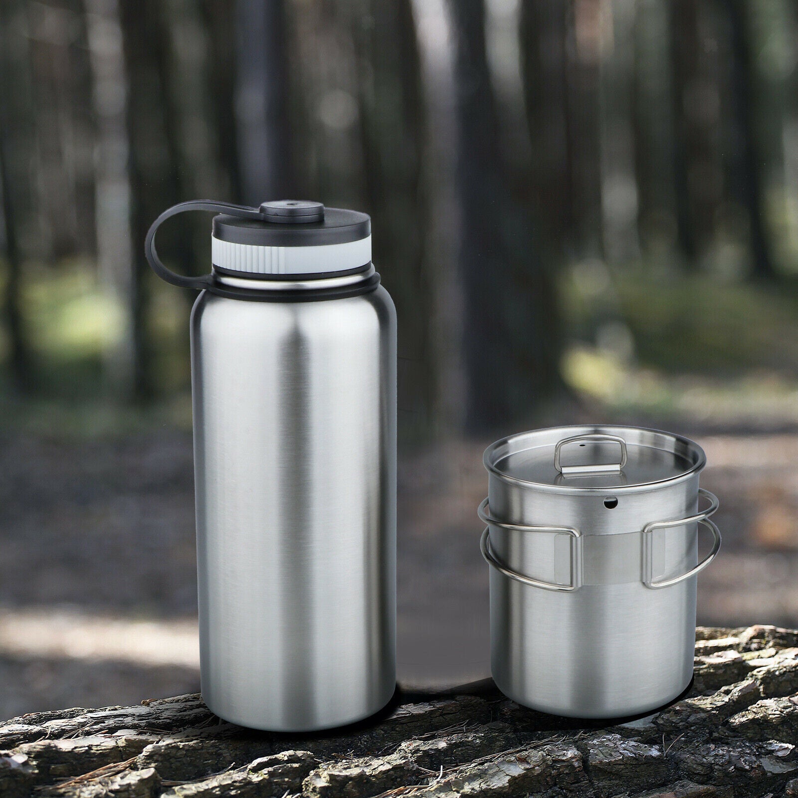 Outdoor Pot Hiking 1000ml Stainless Steel Bottle 750ml Bowl Coffee with Lid