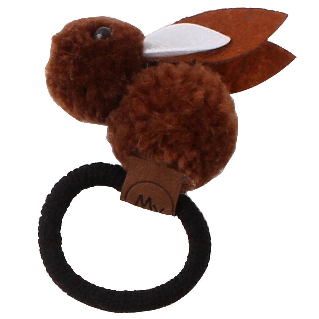 2pcs Baby Girl Hair Bow Elastic Ties Hoop Hair Holder - Ponytail Plush Rabbit
