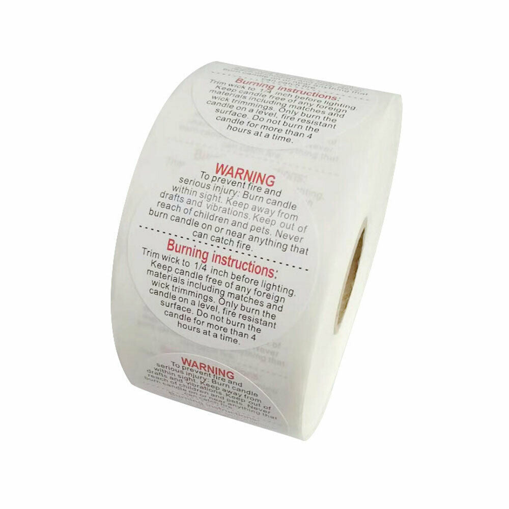 500Pcs/Roll Round Candle Burn Warning Labels Candle Jar Container Stickers Tag