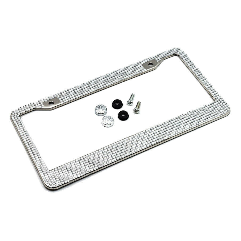 2pcs Bling Crystal License Plate Frame Motorcycle License Bracket with Screw