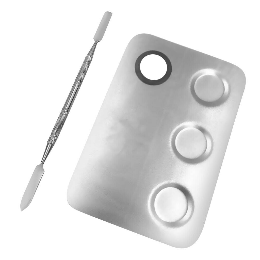 Stainless Steel Cosmetic Makeup Palette Metal Mixing Palette with Spatula Tool