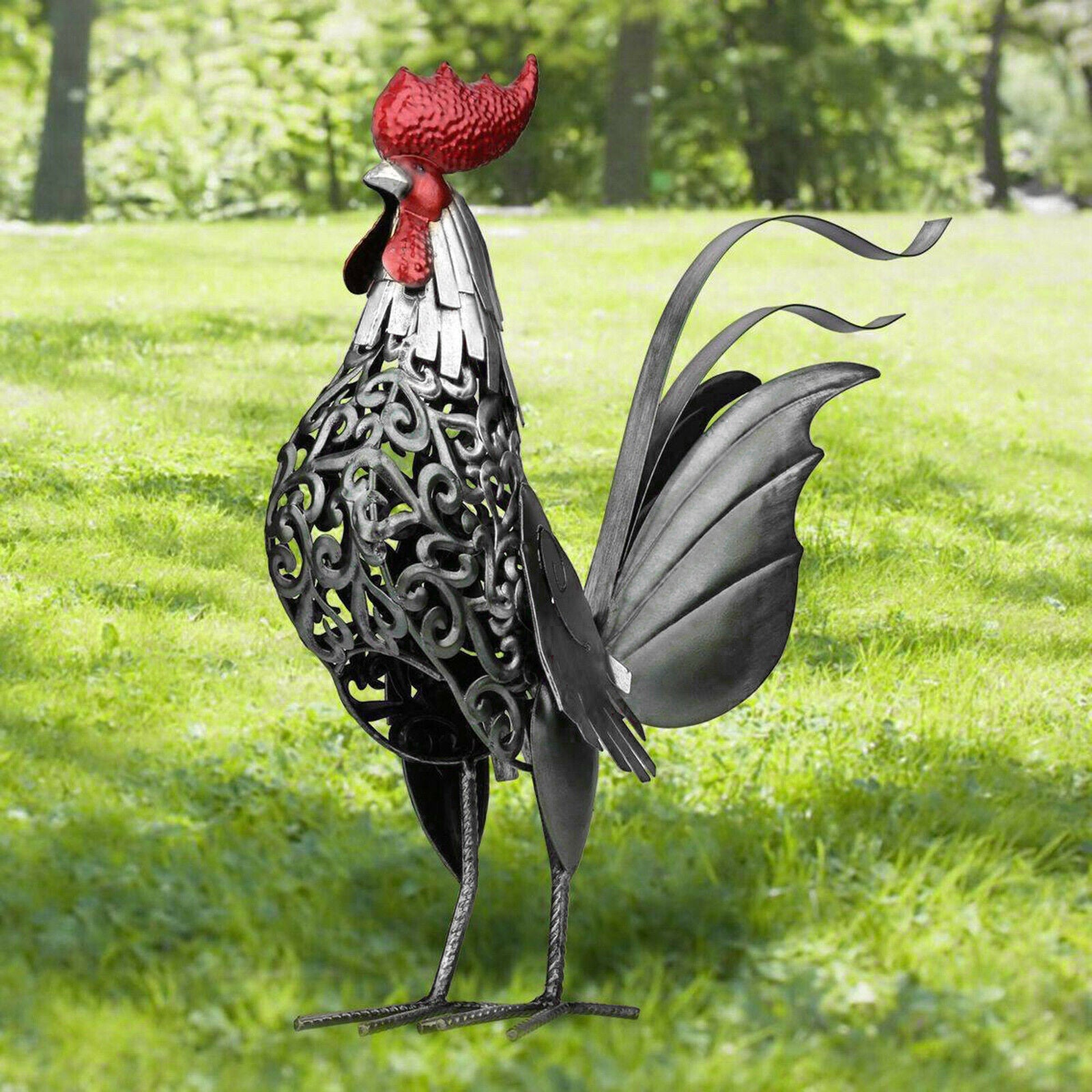 Carved Rooster Statues Sculpture Handicraft Decor Furnishing Crafts Artwork