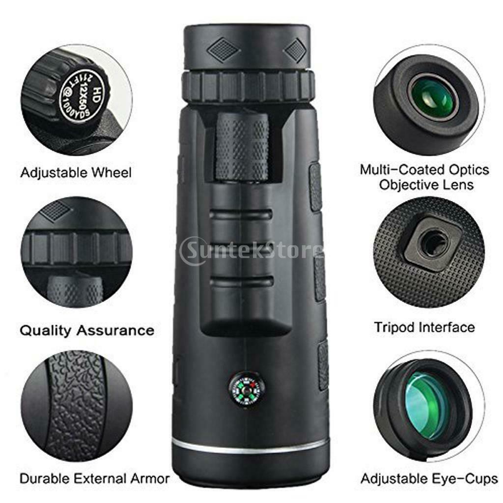40x60 Spotting Dual Focus Monocular Telescope + Phone Clip + Tripod Outdoor