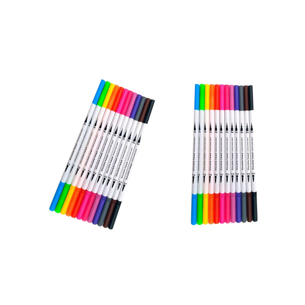2x 12 Colors Dual Tip Brush Pen Set Blendable Calligraphy ACID FREE ODORLESS