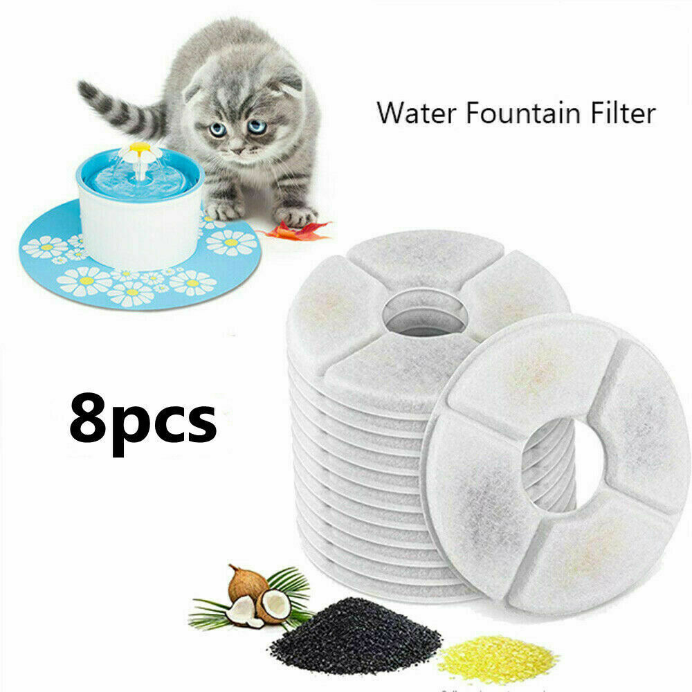 8Pcs Pet Cat Water Fountain Filters for Flower Fountains Replacement Filter US
