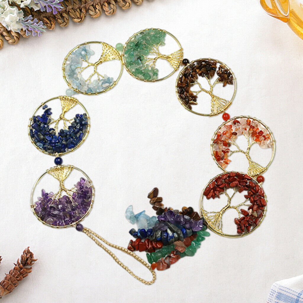 Tree of Life Pendant Hanging Ornaments Wall Hanger Tumbled Quartz Decor Gift