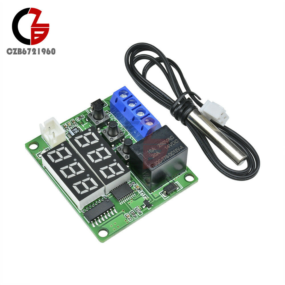 Temperature Controller Thermometer 12V -50~110℃ Dual Relay Alarm Air Regulator