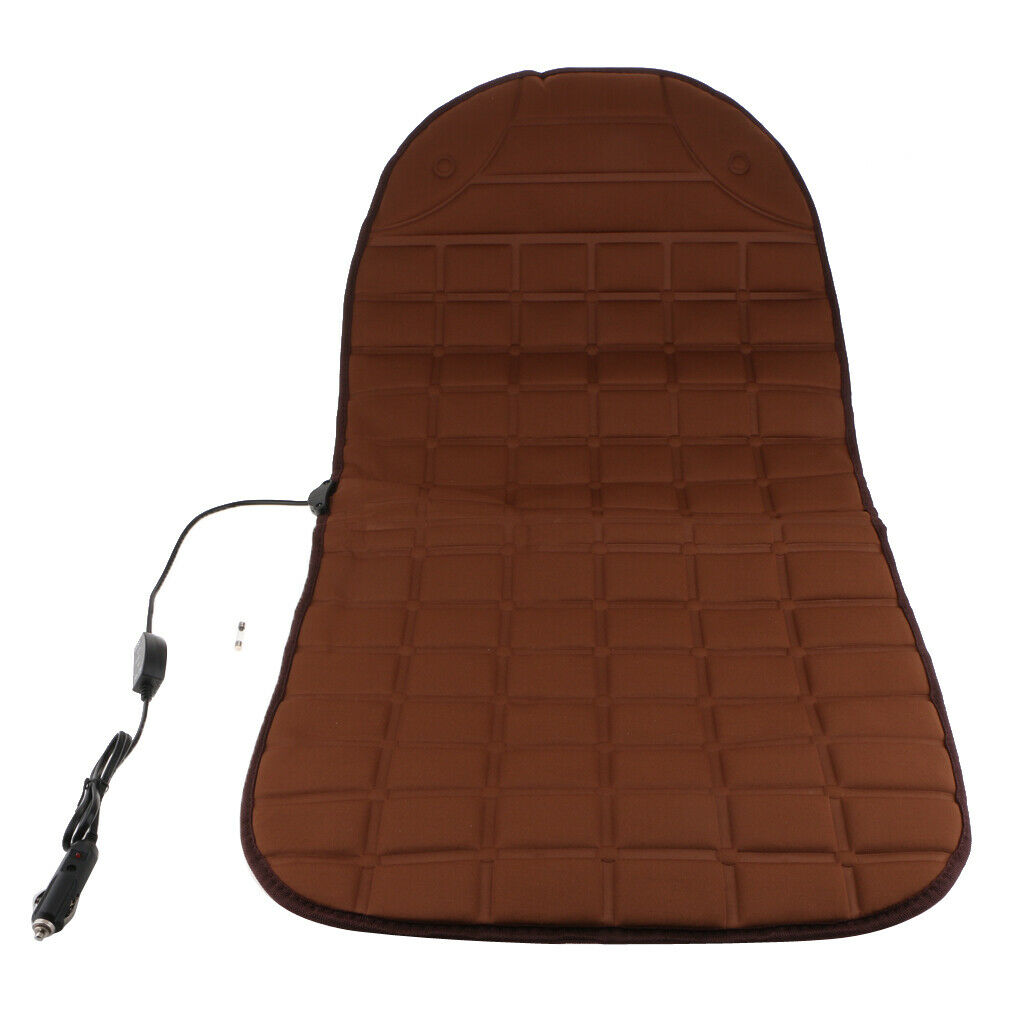 Heated Car Seat Chair Cushion, Electric Heating Warmer Pad Hot Cover Brown