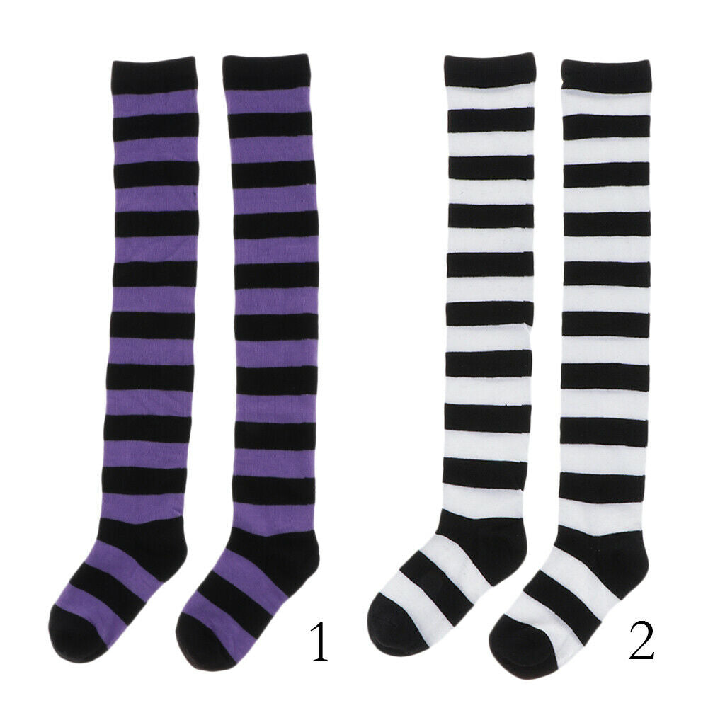 Female Striped Long Thigh High Socks Causal Soft Stockings Fancy Dress Socks