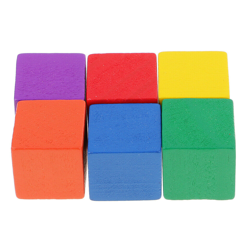 50 packs Multi Color Wood Cube Square Block Embellishments Kids DIY Toys