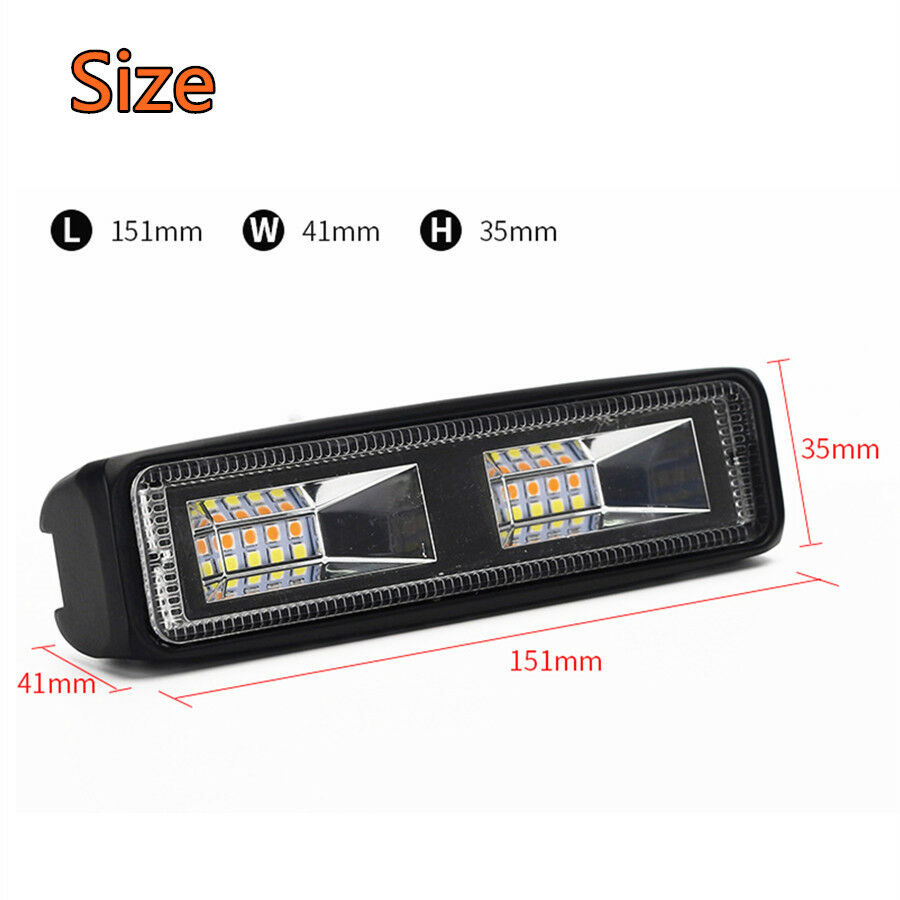 1x 6 inch 48W Car Off-Road Driving Fog Lamp Flasher LED Work Light Amber & White