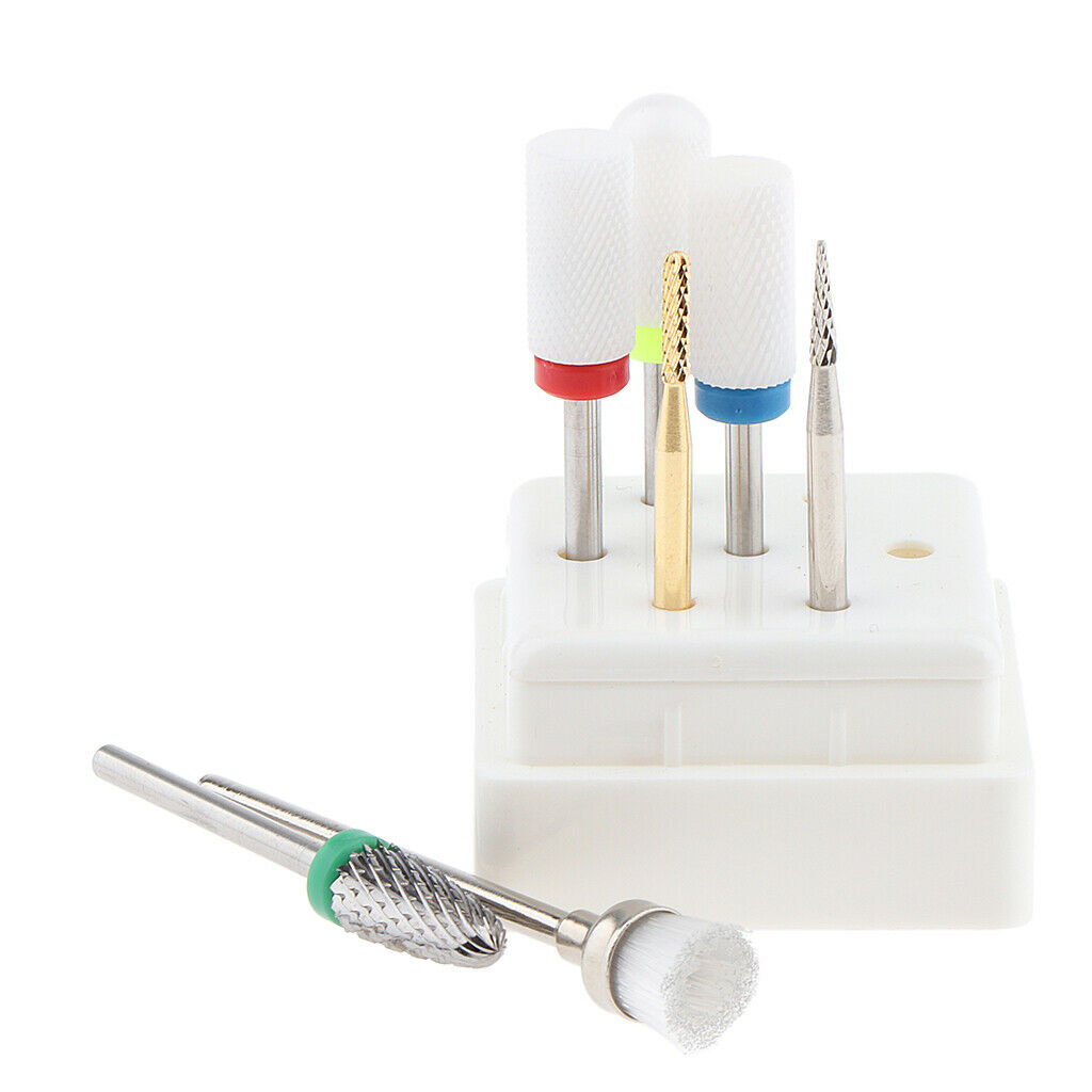 7x Ceramic Nail Drill Bits Polishing Head Tool Set for Electric Nail Machine