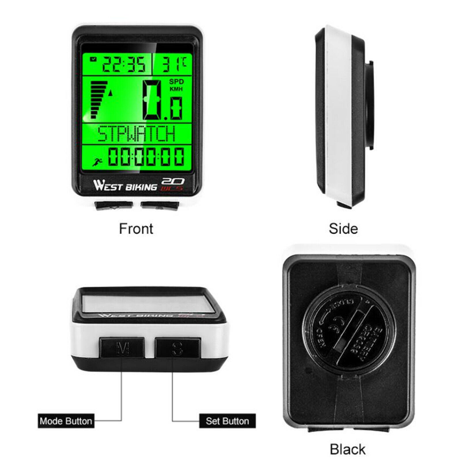 Waterproof Bike Computer Wireless Cycling Odometer Stopwatch Speedometer