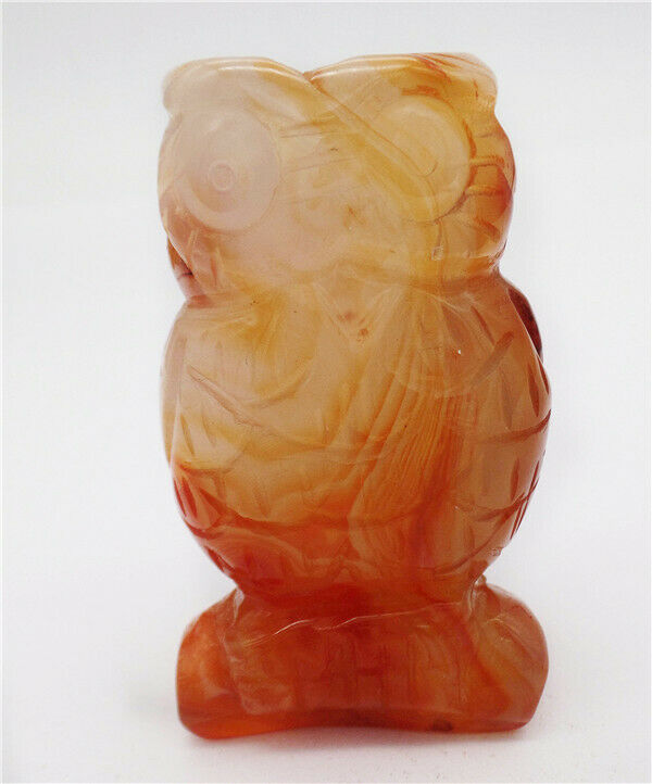62x38x28mm Brown Red Agate Carved Owl Decoration Statue Healing Decor HH8091