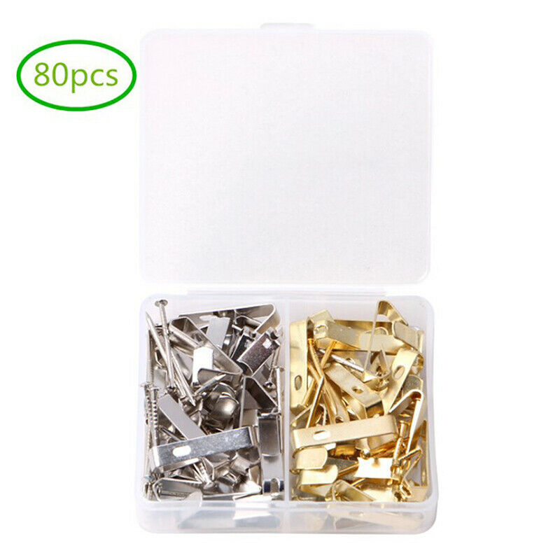 80pcs Steel Metal Picture Photo Oil Painting Frame Hard Wood Solid Wall Hook NC