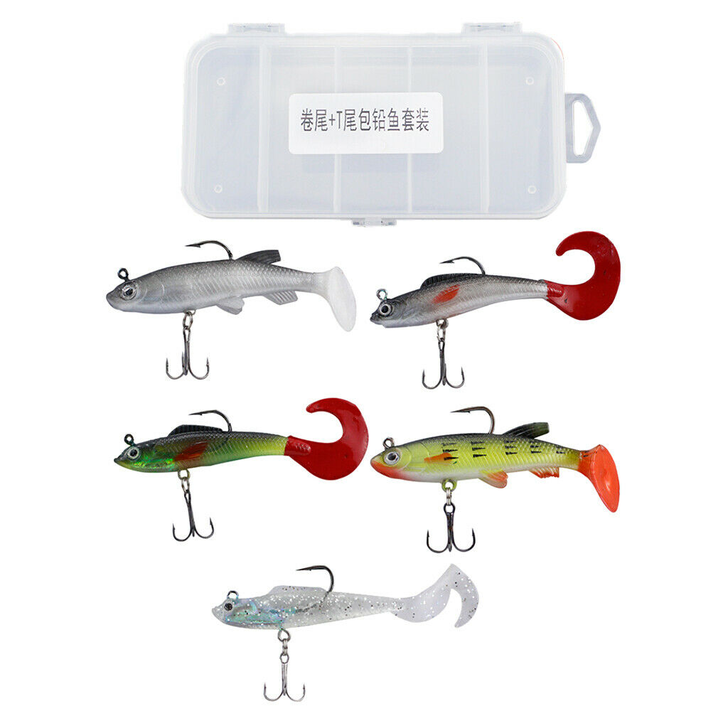 5 Pack Lifelike Fishing Lures Artificial Floating Baits Freshwater Saltwater