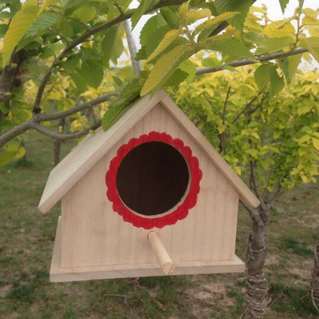 Wooden Wild Bird Nest Box Nesting Feeding Feeder Station House &Stick Yard L