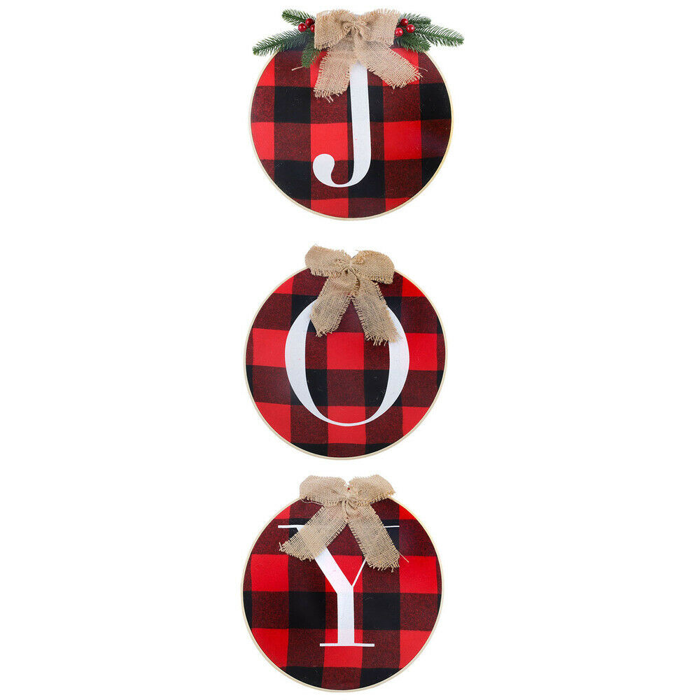 3pcs Front Door Decoration Round Joy Welcome Wooden Sign for Home Outdoor Indoor