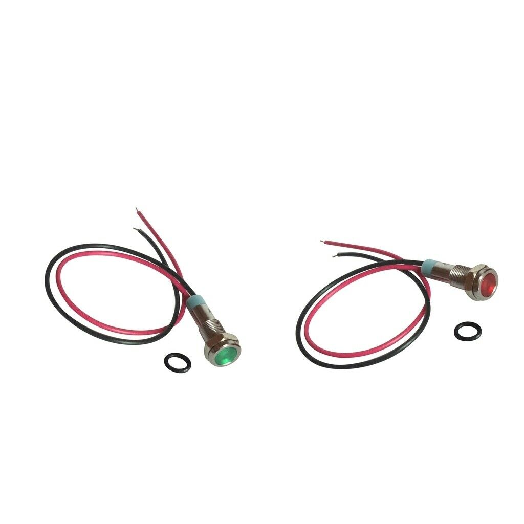 2Pcs 6mm 12V LED Metal Indicator Light Signal Lamp with Wire Leads Red&Green